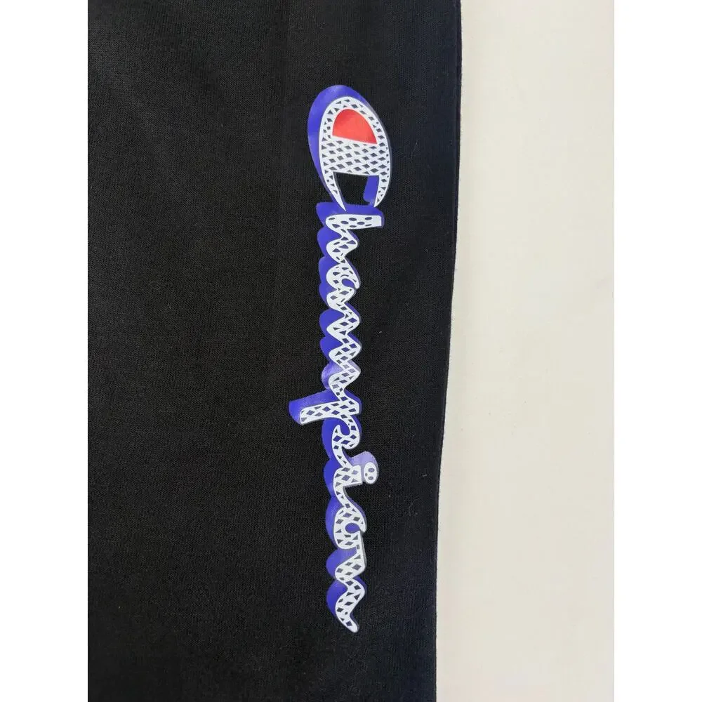 Champion Graphic Sweatpants 2XL Black Logo Leg Joggers Athletic Streetwear Pants